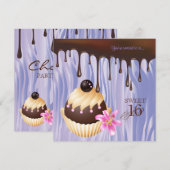 Sweet 16 Invitation Chocolat Cupcake Purple (Devant / Derrière)