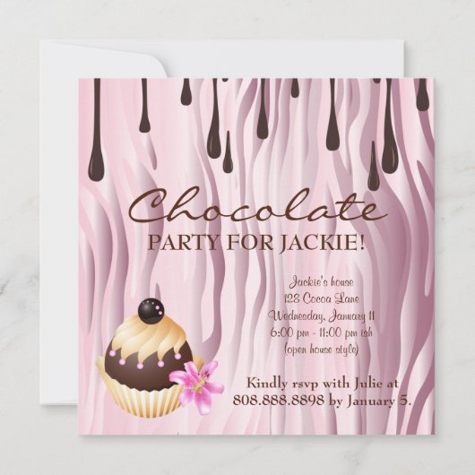 Sweet 16 Invitation Chocolat Cupcake rose 2 (Dos)