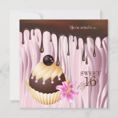 Sweet 16 Invitation Chocolat Cupcake rose 2 (Devant)