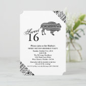 Sweet 16 Invitation d'anniversaire Boho Buffalo Tr (Debout devant)