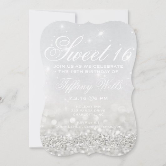 Sweet 16 Invitation de fête d'anniversaire | Silve (Devant)
