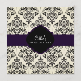 Sweet 16 | Invitation en damas violet et noir