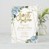 Sweet 16 Invitation Gold Foil Dusty Blue Floral (Debout devant)
