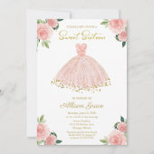 Sweet 16 Invitation Gold Foil Rose Blush Gown (Devant)