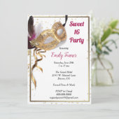 Sweet 16 Invitation Gold Parties scintillant Masqu (Debout devant)