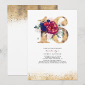 Sweet 16 Invitation Or Bourgogne et bleu marine (Devant / Derrière)