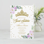 Sweet 16 Invitation Or Tiara Lavender Floral (Debout devant)