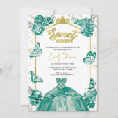 Sweet 16 Invitation photo Emerald Green Butterfly (Devant)