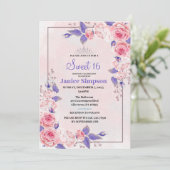 Sweet 16 invitation rose rose et violet (Debout devant)