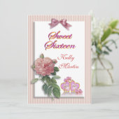 Sweet 16 invitation rose rose rose rose et rayures (Debout devant)