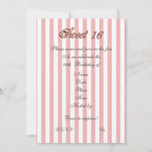Sweet 16 invitation rose rose rose rose et rayures (Dos)