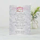 Sweet 16 Invitation satin-look avec coeur rose (Debout devant)
