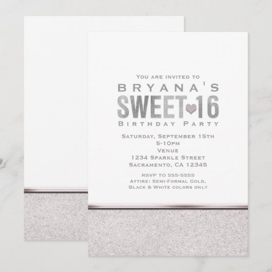 SWEET 16 Invitations à la fête de glam étincelante (Devant / Derrière)