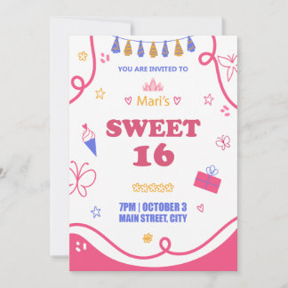 Sweet 16 invitations anniversaire fille magnifique