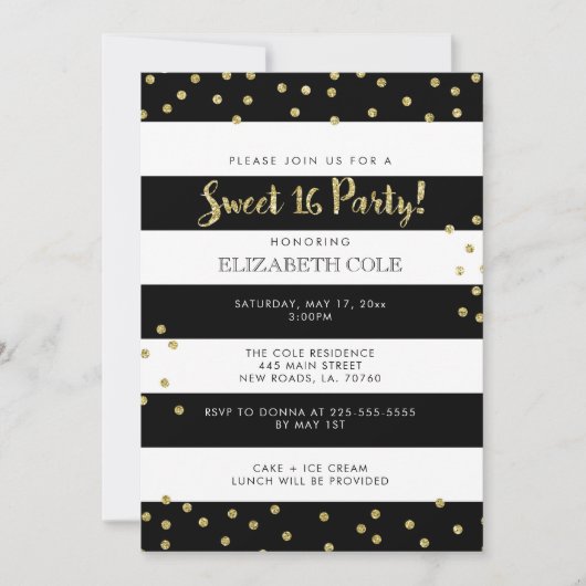 Sweet 16 Invitations de fête d'anniversaire (Devant)
