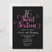 Sweet 16 Invitations de fête d'anniversaire rose e (Devant)