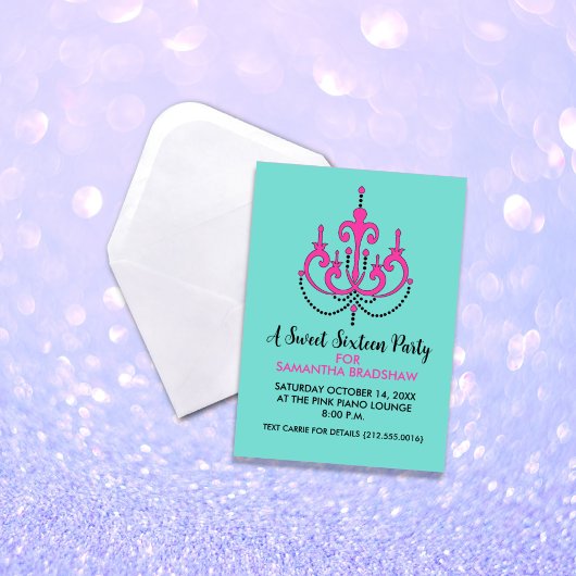 Sweet 16 Invitations de fête d'anniversaire (Turqu