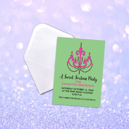Sweet 16 Invitations de fête d'anniversaire (Vert)