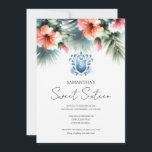 Sweet 16 Invitations Pool Party Pink & Blue Floral<br><div class="desc">Célébrez votre 16e anniversaire avec style et charme en utilisant ces invitations à l'aquarelle personnalisées conçues pour une célébration Sweet 16 vraiment mémorable. Avec ses élégantes fleurs rose pastel et son monogramme bleu sophistiqué au centre, ces 16 invitations douces combinent parfaitement beauté et personnalisation pour donner le ton à votre...</div>