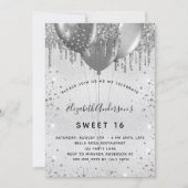 Sweet 16-jarige zilverglitter kaart (Voorkant)