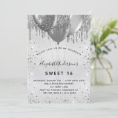 Sweet 16-jarige zilverglitter kaart (Staand voorkant)