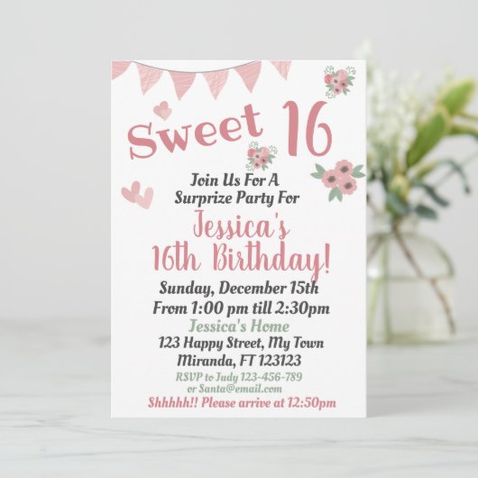 sweet 16 kaart (Staand voorkant)