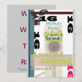 Sweet 16 kaart (Voorkant / Achterkant)