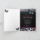Sweet 16 Kaart Butterfly, Leopard & Zebra Print (Binnen)