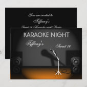 Sweet 16 karaoke night party Invitation Kaart (Voorkant / Achterkant)