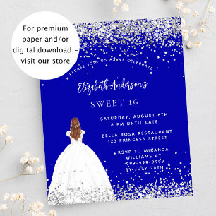Sweet 16 koningsblauwe jurk uitnodiging