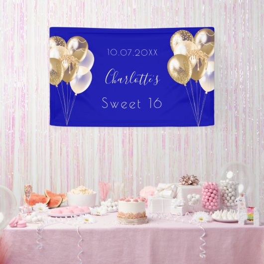 Sweet 16 Koninklijk Blauw-ballonfeest Spandoek (Feest)