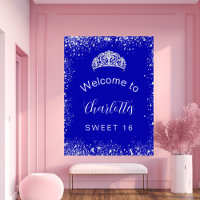 Sweet 16 koninklijk blauwe zilveren glitters welko