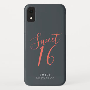 Sweet 16 Koraal Schrift Zwart 16e Verjaardag iPhone XR Hoesje