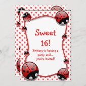 Sweet 16 Ladybug Anniversaire Invitation (Devant / Derrière)