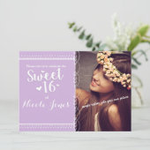 SWEET 16 Lavender Purple Party Photo Invitation (Debout devant)