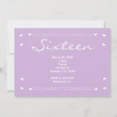 SWEET 16 Lavender Purple Party Photo Invitation (Dos)