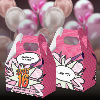 Sweet 16 Leuke Meisjesachtige Roze Moderne Stripbo Bedankdoosjes