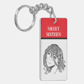 Sweet 16 lineart  sleutelhanger (Voorkant Links)