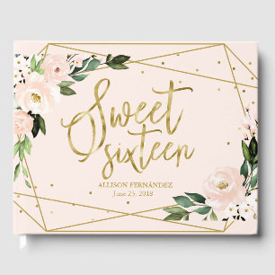 Sweet 16 Livre d'hôtes Gold Foil Blush Pink Floral