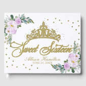 Sweet 16 livre d'hôtes Gold Tiara Lavender Floral (Recto)