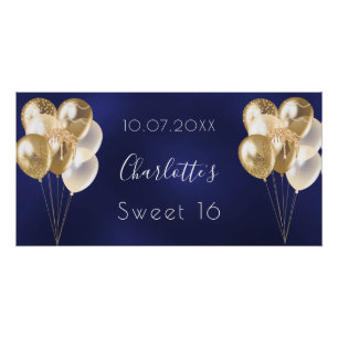Sweet 16 marineblauw goudballonfeest perfect poster