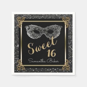 Sweet 16 Masquerade Ball Silver Gold Sweet Sixteen Servetten