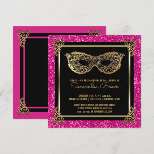 Sweet 16 Masquerade Ball Sweet Sixteen roze goud Kaart