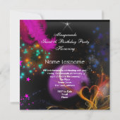 Sweet 16 Masquerade Birthday Party Pink Black Kaart (Achterkant)