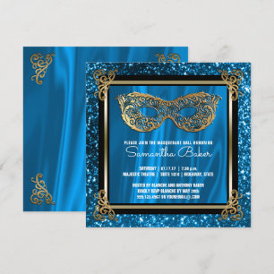 Sweet 16 Masquerade   Blue Sweet Sixteen Birthday Kaart