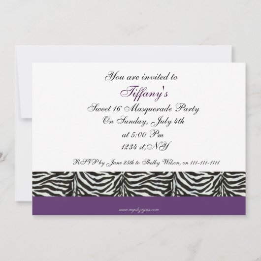 Sweet 16 Masquerade party Invitation (Dos)