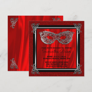 Sweet 16 Masquerade   Red Sweet Sixteen Birthday Kaart