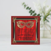 Sweet 16 Masquerade | Red Sweet Sixteen Birthday Kaart (Staand voorkant)