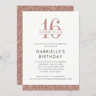 Sweet 16 Minimale Roos Gold Pink Glitter Birthday Kaart