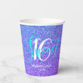 Sweet 16 Modern Blauwgroen Paarse Glitter Geperson Papieren Bekers (Achterkant)